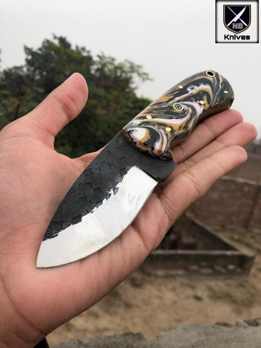 CUSTOM HAND FORGED HUNTING KNIFE HANDLE REZON ,Brass Pins