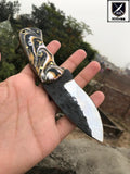 CUSTOM HAND FORGED HUNTING KNIFE HANDLE REZON ,Brass Pins