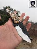 CUSTOM HAND FORGED HUNTING KNIFE HANDLE REZON ,Brass Pins
