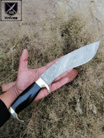 CUSTOM HANDMADE DAMASCUS KUKRI KNIFE WITH LEATHER SHEATH