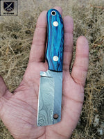 CUSTOM HANDMADE DAMASCUS HUNTING KNIFE HANDLE Dollar Sheath ,Brass Pins