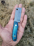 CUSTOM HANDMADE DAMASCUS HUNTING KNIFE HANDLE Dollar Sheath ,Brass Pins