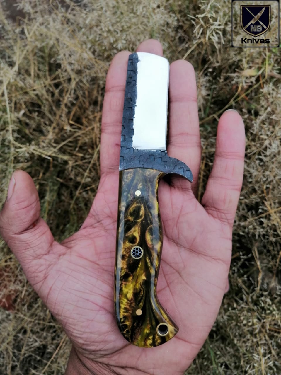 CUSTOM HANDMADE COW BOY BULL CUTTER KNIFE WITH LEATHER SHEATH