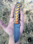 CUSTOM HANDMADE DAMASCUS HUNTING KNIFE HANDLE HARDWOOD
