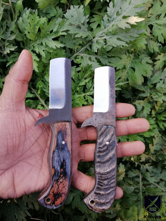 Pair of Hand-Forged 1095 Steel Cowboy Bull Cutters with Ram Horn & Pakka Wood Handles
