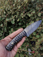 CUSTOM HANDMADE DAMASCUS HUNTING KNIFE HANDLE Mikarta ,Brass Pins