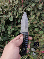CUSTOM HANDMADE DAMASCUS HUNTING KNIFE HANDLE Mikarta ,Brass Pins