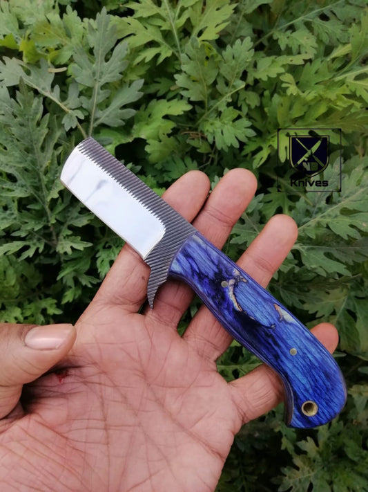 CUSTOM HANDMADE COW BOY BULL CUTTER KNIFE WITH LEATHER SHEATH