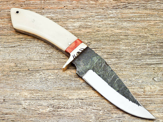 Hand Forged Knife-High Carbon Steel Blade Camel Bone Handle - NB CUTLERY LTD