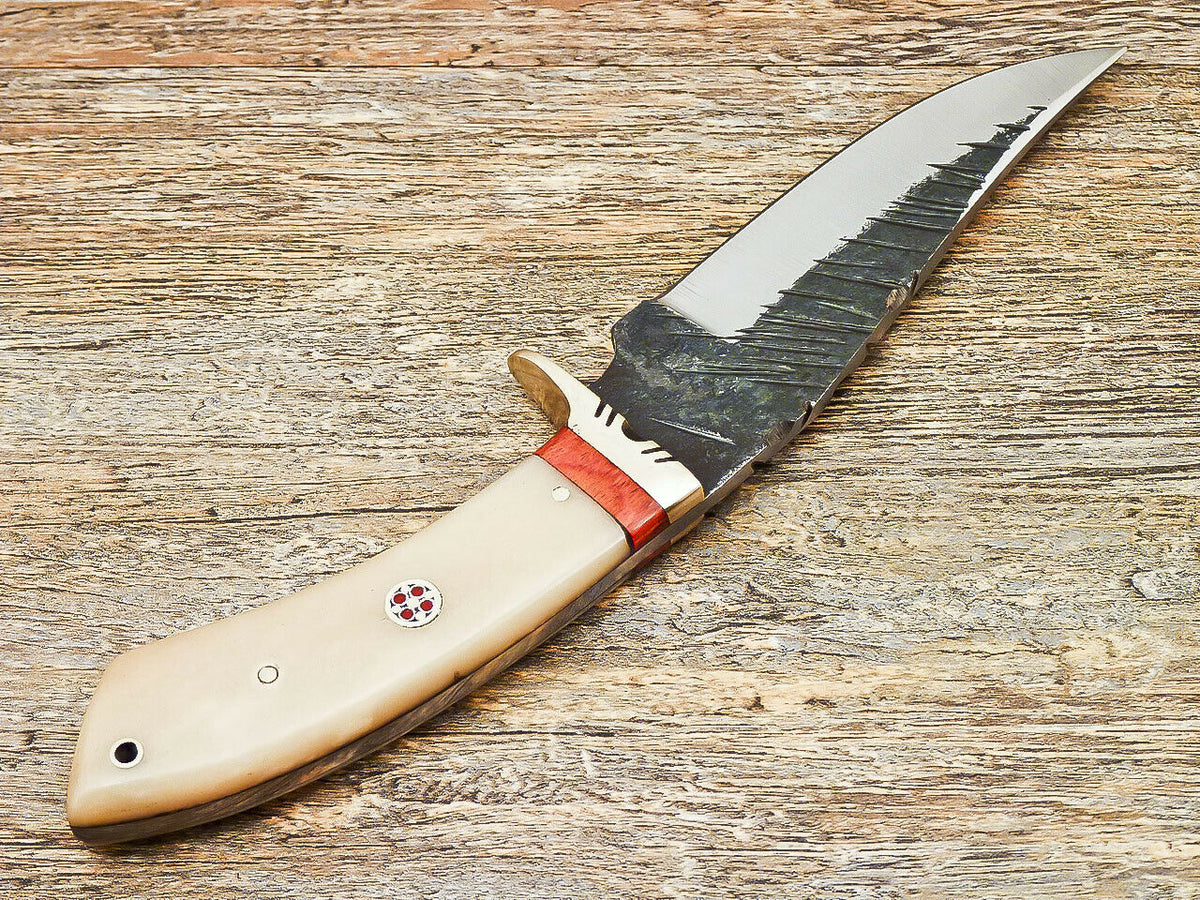 Hand Forged Knife-High Carbon Steel Blade Camel Bone Handle - NB CUTLERY LTD