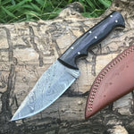 CUSTOM HANDMADE DAMASCUS HUNTING KNIFE HANDLE HARDWOOD