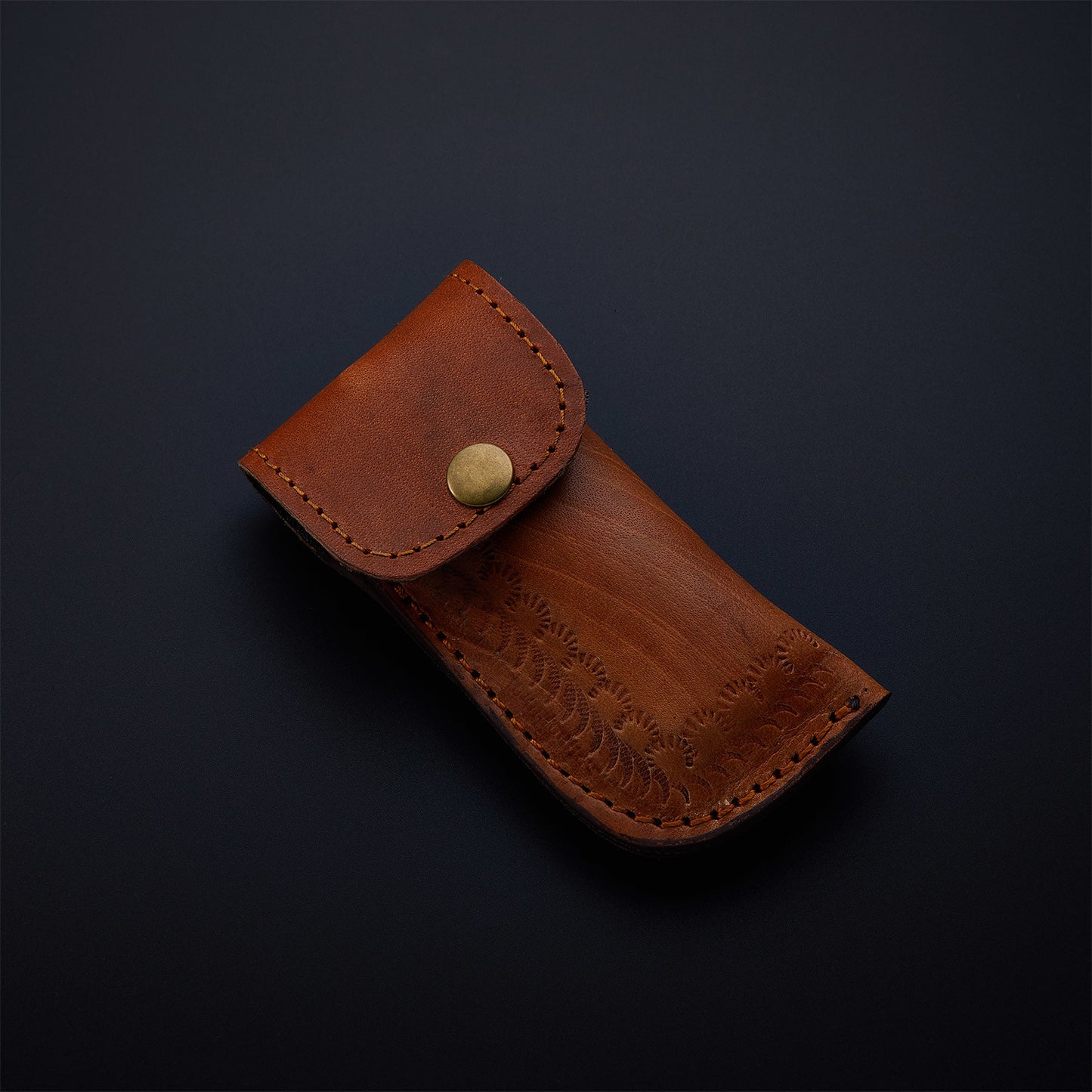 CUSTOM HANDMADE DAMASCUS POCKET KNIFE WITH LEATHER SHEATH