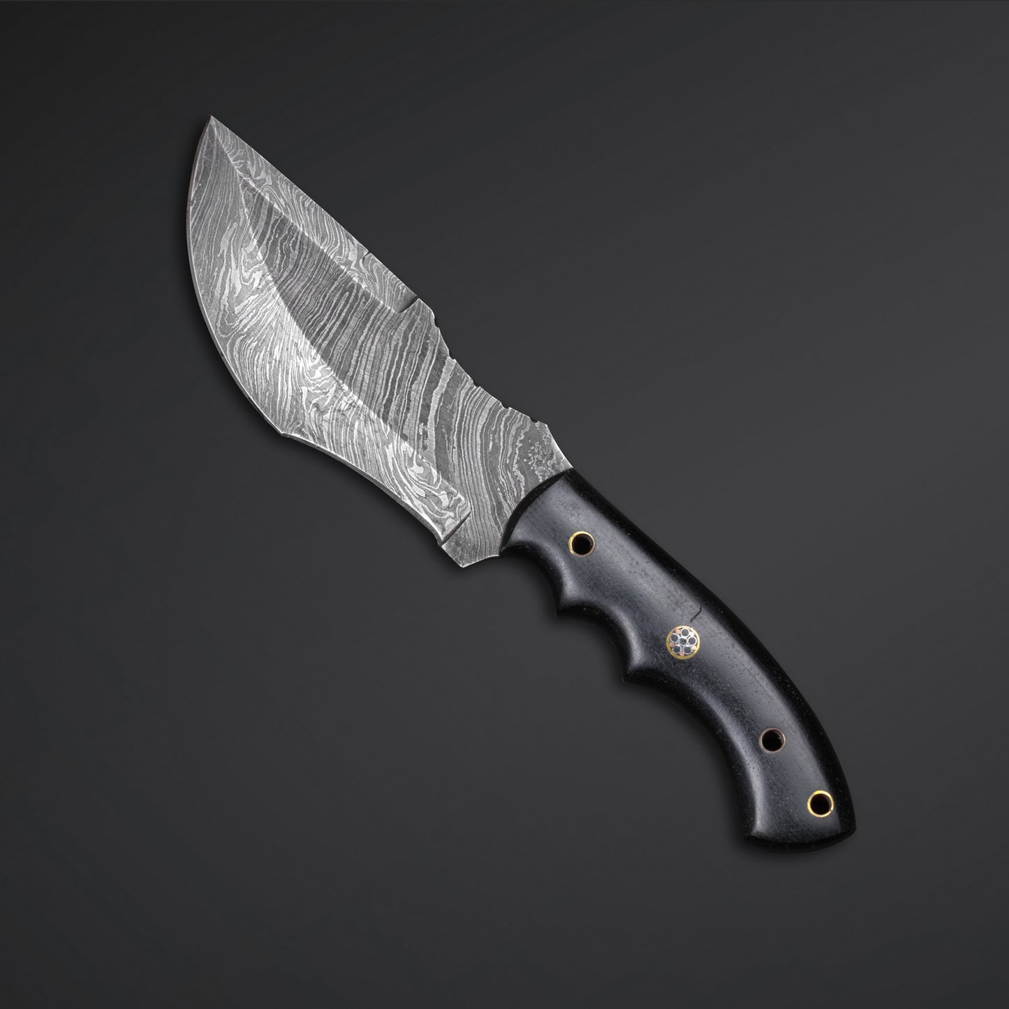 CUSTOM HANDMADE DAMASCUS TRACKER KNIFE WITH LEATHER SHEATH