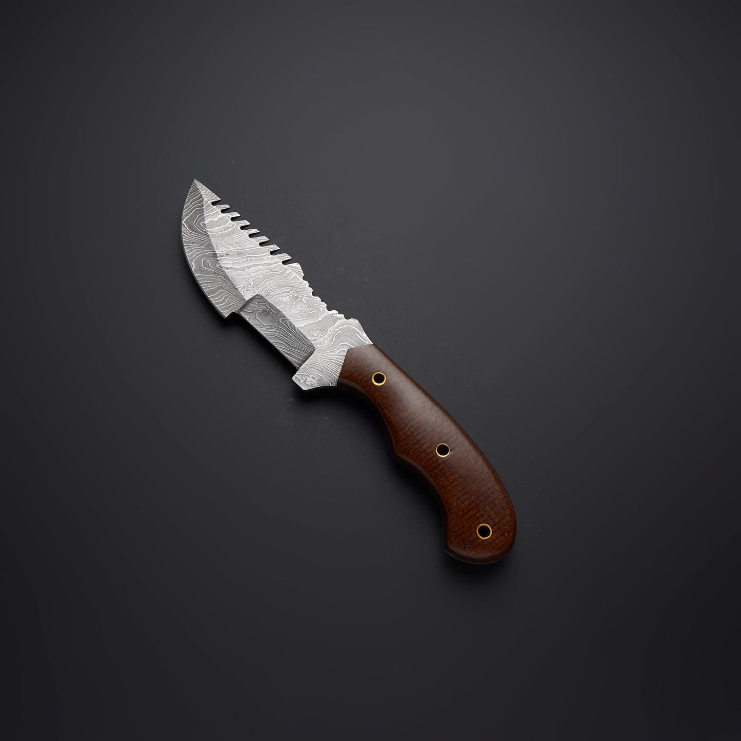 CUSTOM HANDMADE DAMASCUS TRACKER KNIFE WITH LEATHER SHEATH