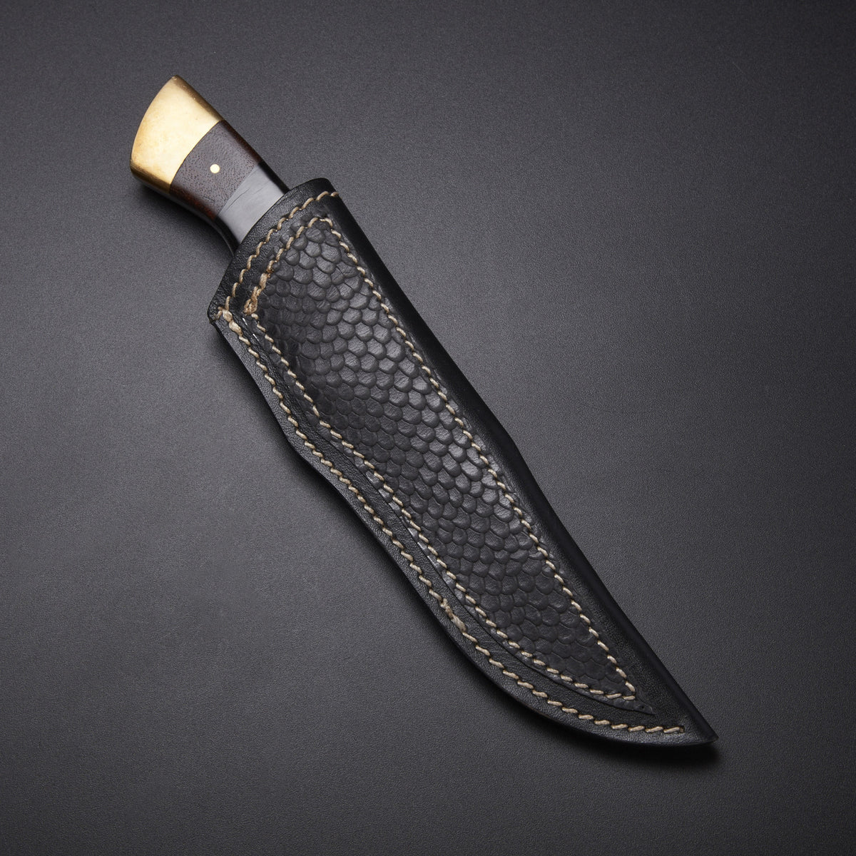 Custom Handmade Damascus Skinner Knife with Walnut & Buffalo Horn Handle