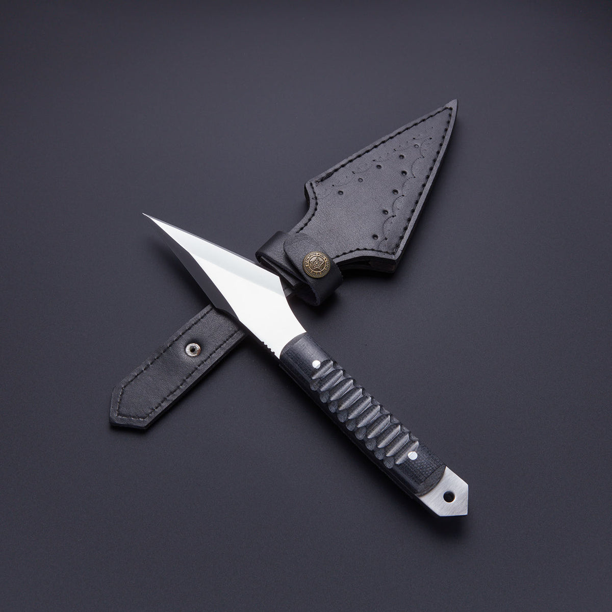 Custom Handmade D2 Steel Skinner Knife with Sculpted Micarta Handle & Leather Sheath
