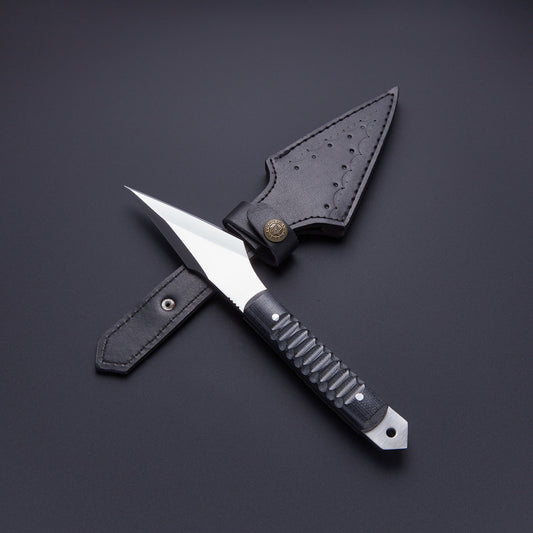 Custom Handmade D2 Steel Skinner Knife with Sculpted Micarta Handle & Leather Sheath