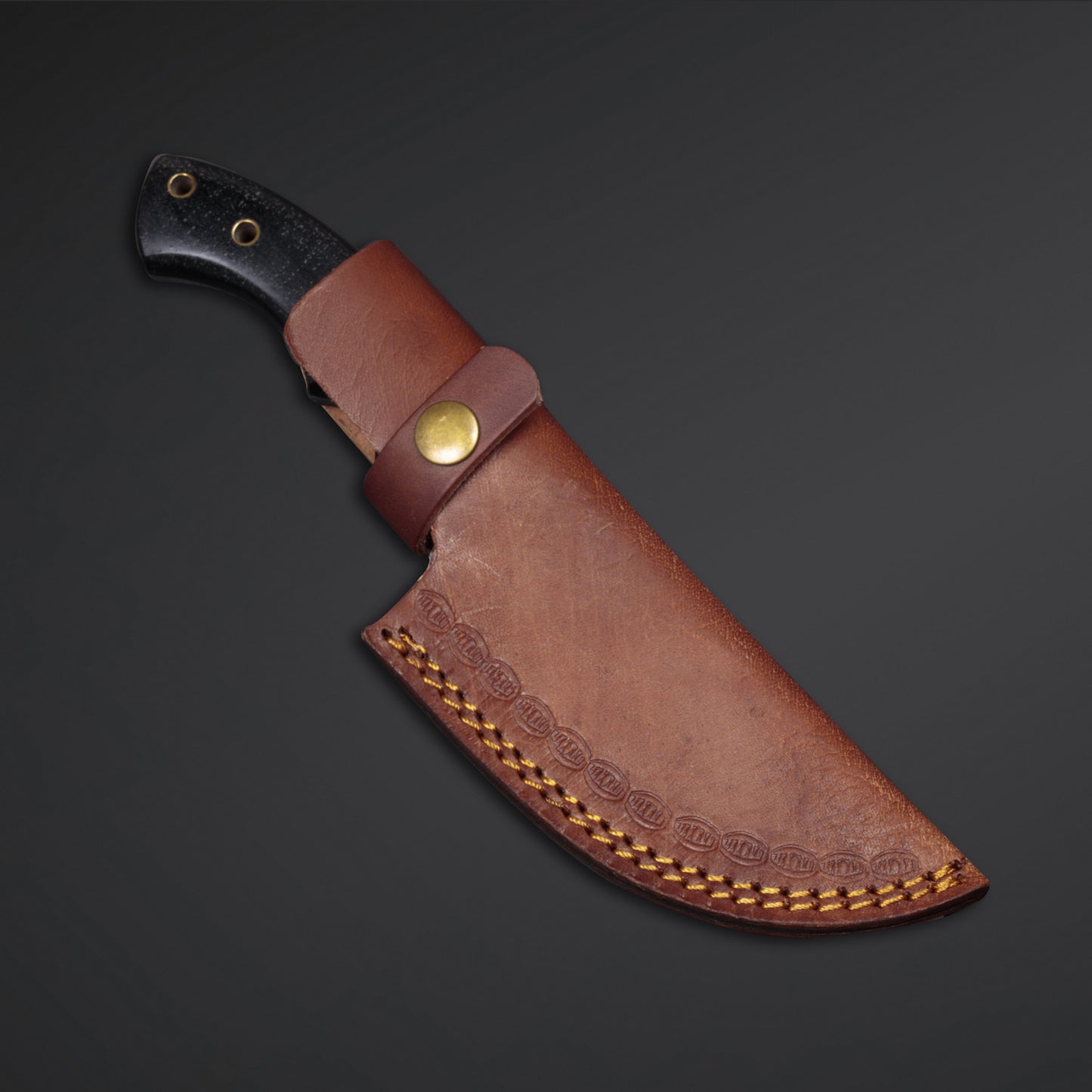 CUSTOM HANDMADE DAMASCUS TRACKER KNIFE WITH LEATHER SHEATH