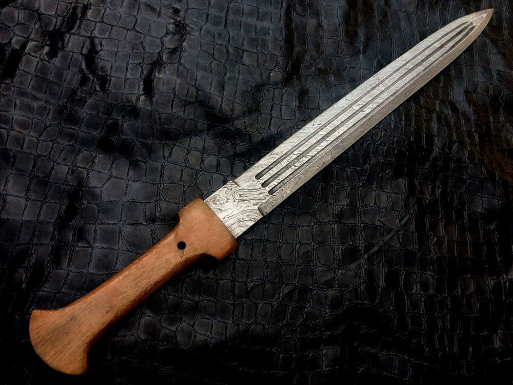 |NB KNIVES| CUSTOM HANDMADE DAMASCUS STEEL SWORD WITH LEATHER SHEATH