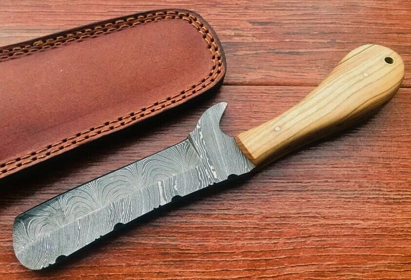 |NB KNIVES| CUSTOM HANDMADE COWBOY BULL CUTTER KNIFE WITH LEATHER SHEATH