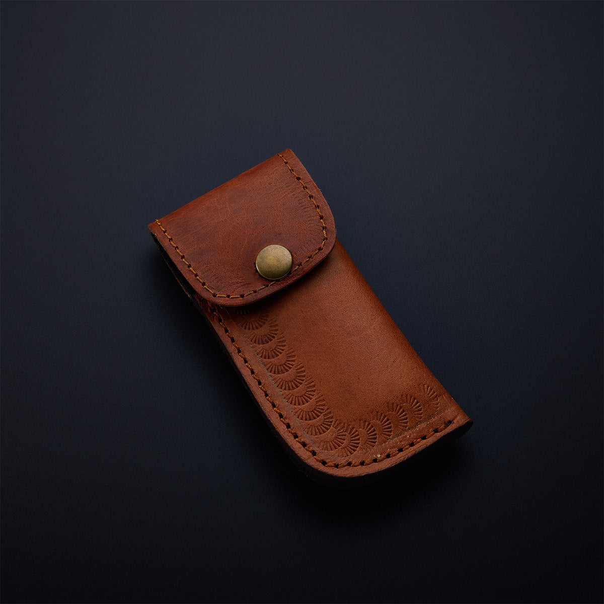 CUSTOM HANDMADE DAMASCUS POCKET KNIFE WITH LEATHER SHEATH