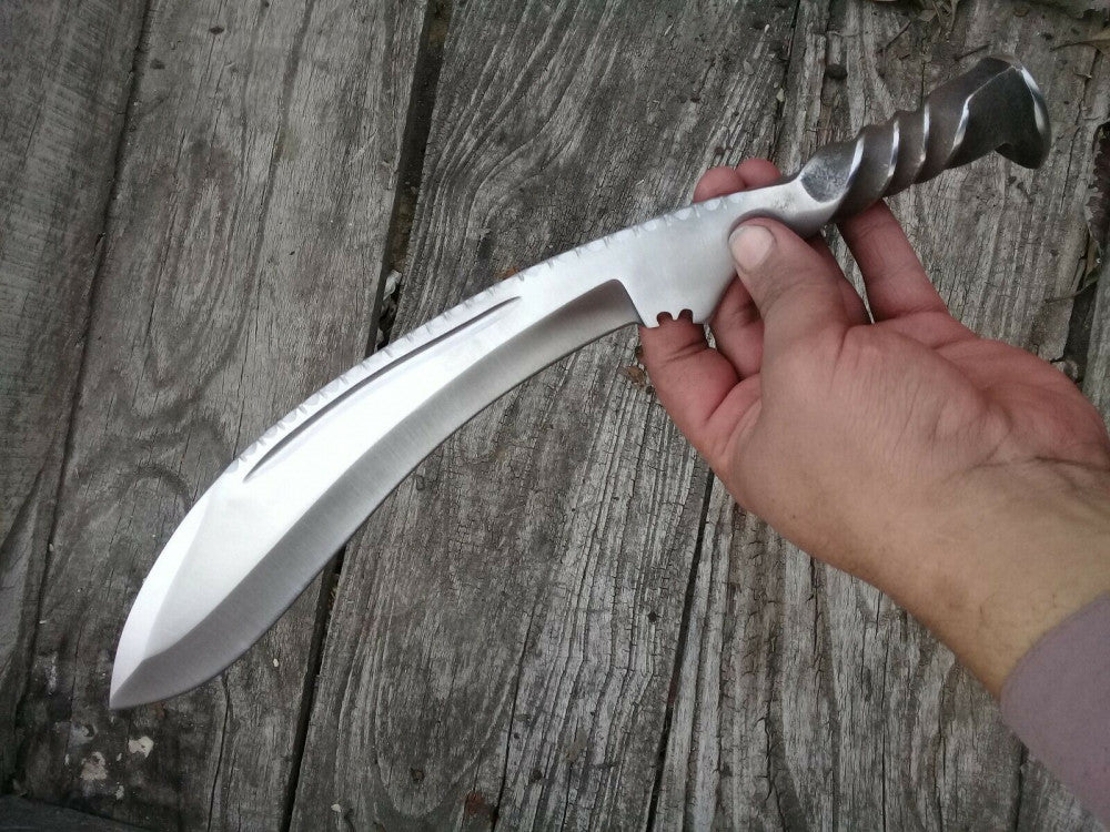 Handmade Rail Road Spike Steel Hunting Kukri Knife