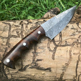 CUSTOM HANDMADE DAMASCUS GUTHOOK HUNTING KNIFE HANDLE ROSEWOOD