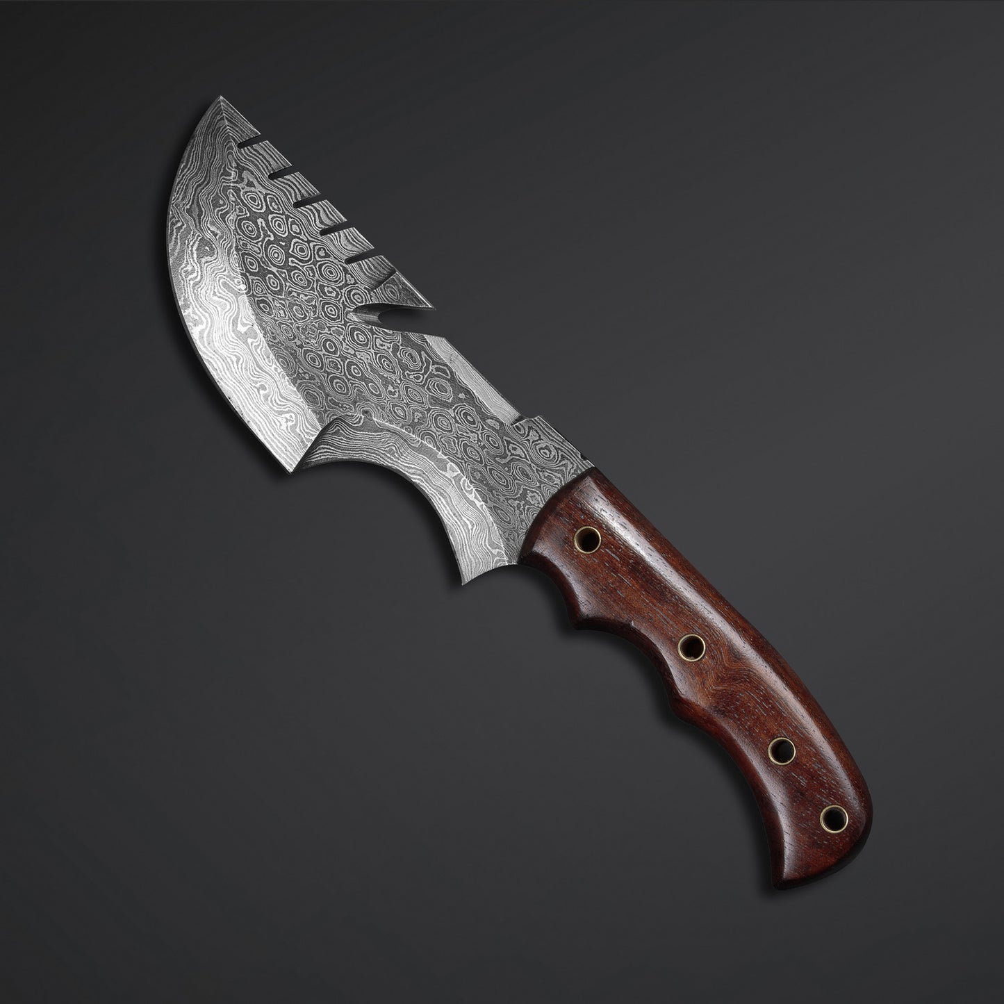 CUSTOM HANDMADE DAMASCUS TRACKER KNIFE WITH LEATHER SHEATH