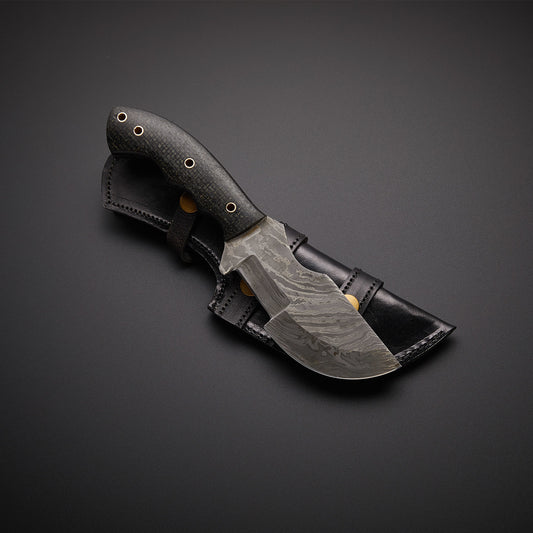 |NB KNIVES| CUSTOM HANDMADE DAMASCUS TRACKER KNIFE WITH LEATHER SHEATH