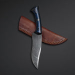 CUSTOM HANDMADE DAMASCUS STEEL HUNTING KNIFE HANDLE HARDWOOD