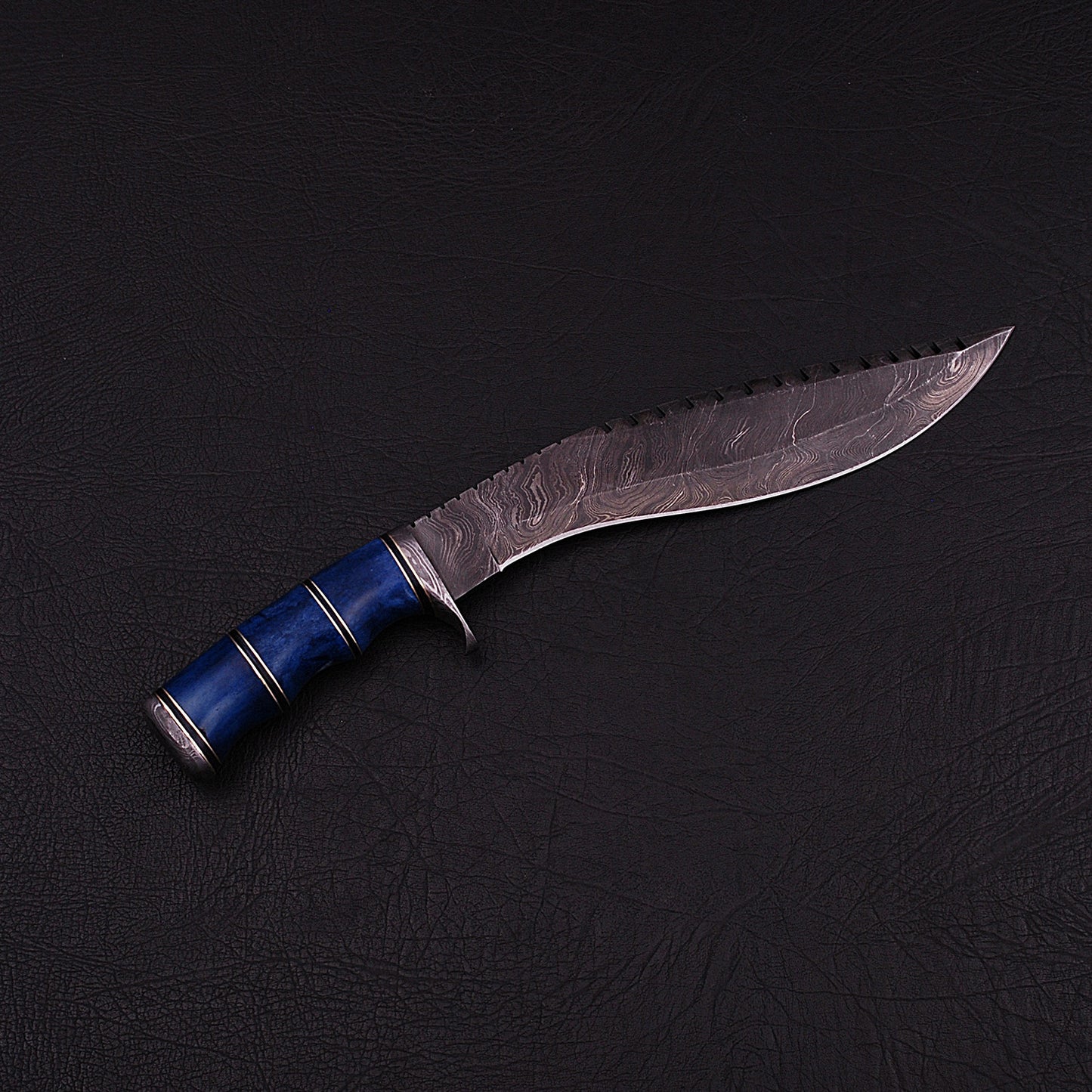 |NB KNIVES| CUSTOM HANDMADE DAMASSCUS STEEL KUKRI KNIFE WITH LEATHER SHEATH