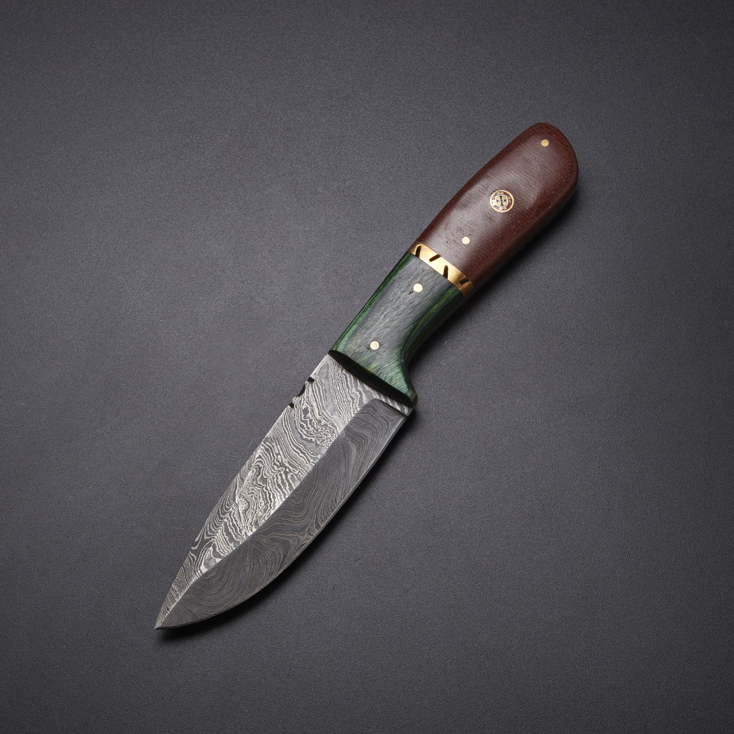 CUSTOM HANDMADE DAMASCUS HUNTING KNIFE Materials Micarta, Pakka Wood, Damascus Steel