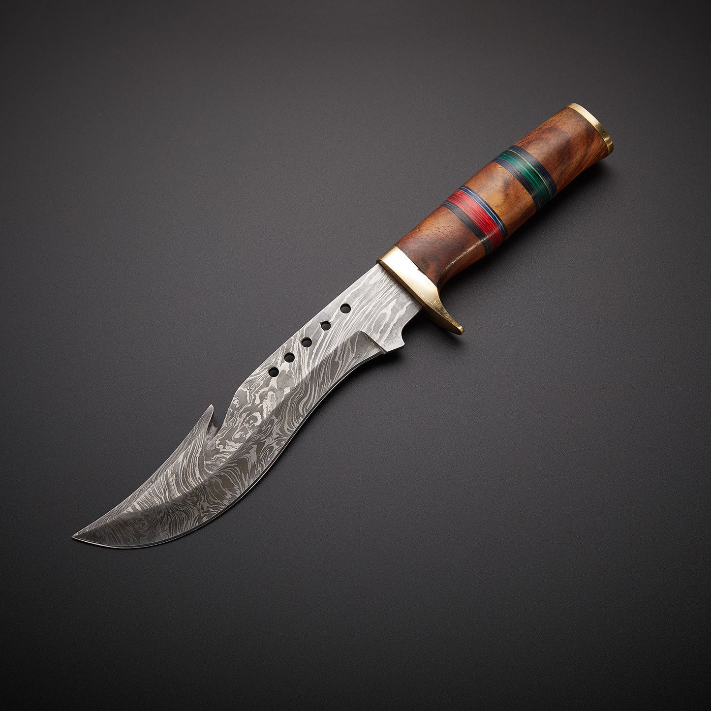 |NB KNIVES| CUSTOM HANDMADE DAMASCUS HUNTING KNIFE WITH LEATHER SHEATH