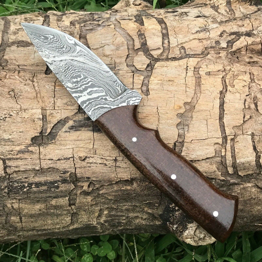 CUSTOM HANDMADE DAMASCUS HUNTING KNIFE HANDLE MICARTA