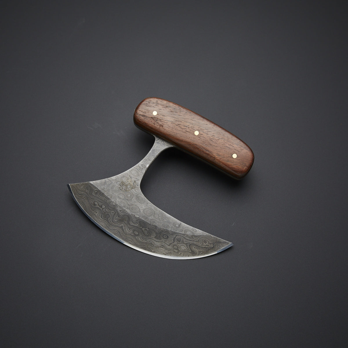 CUSTOM HANDMADE DAMASCUS ULU KNIFE WITH LEATHER SHEATH