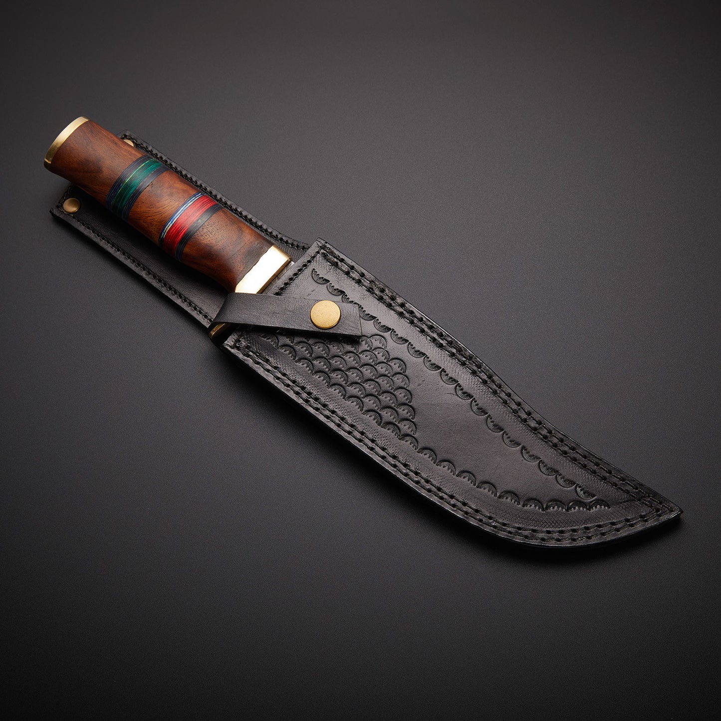 |NB KNIVES| CUSTOM HANDMADE DAMASCUS HUNTING KNIFE WITH LEATHER SHEATH