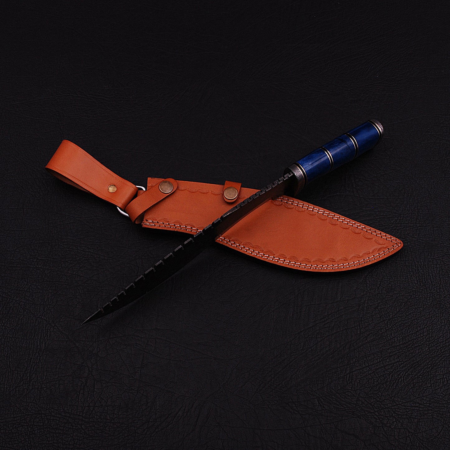 |NB KNIVES| CUSTOM HANDMADE DAMASSCUS STEEL KUKRI KNIFE WITH LEATHER SHEATH