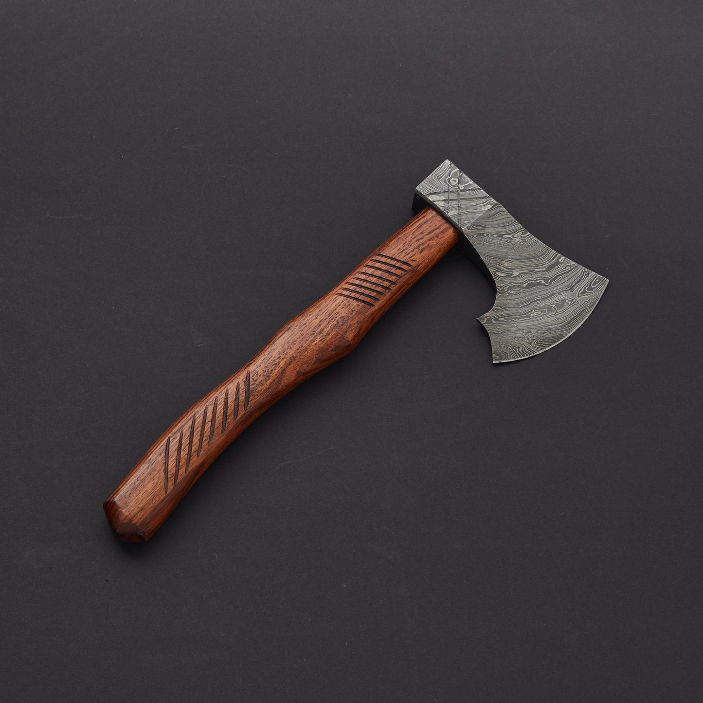|NB KNIVES| Custom Handmade Damascus Axe Handle RoseWood With Leather Sheath