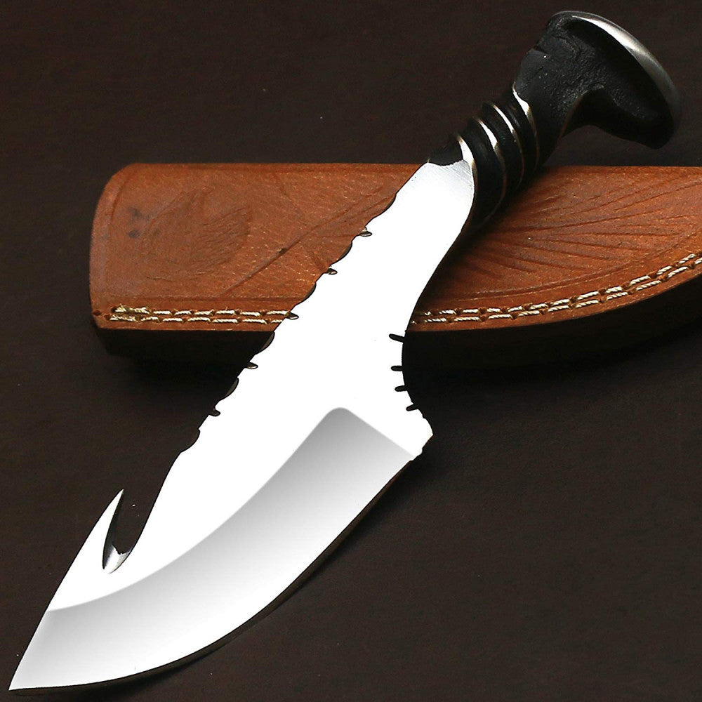 Handmade Rail Road Spike Steel Hunting Guthook Knife