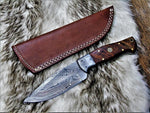 CUSTOM HANDMADE DAMASCUS STEEL HUNTING KNIFE Handle Rose Wood