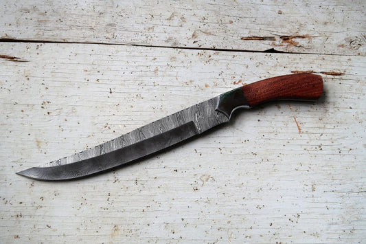 |NB KNIVES| CUSTOM HANDMADE DAMASCUS FILLET KNIFE WITH LEATHER SHEATH