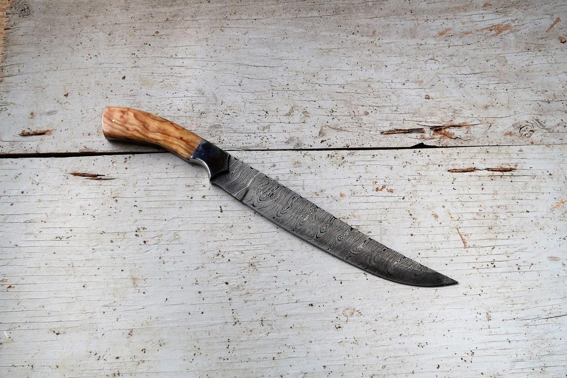 |NB KNIVES| CUSTOM HANDMADE DAMASCUS FILLET KNIFE WITH LEATHER SHEATH