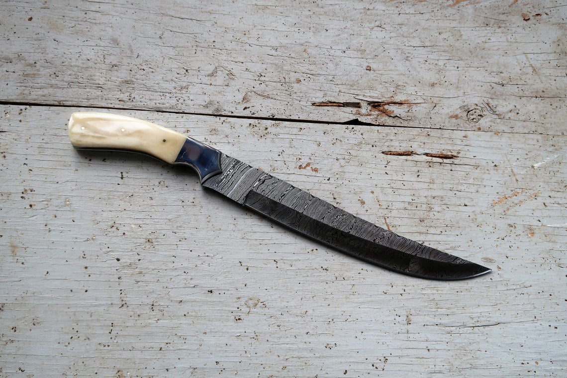 |NB KNIVES| CUSTOM HANDMADE DAMASCUS FILLET KNIFE WITH LEATHER SHEATH
