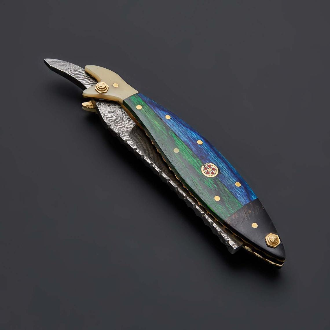 |NB KNIVES| CUSTOM HANDMADE DAMASCUS STRAIGHT RAZOR WITH LEATHER SHEATH