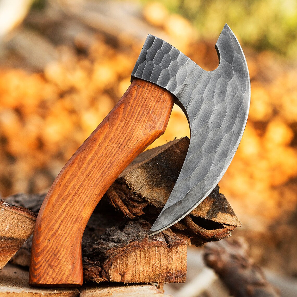 |NB KNIVES| Custom Handmade Carbon Steel Viking Pizza Axe, Viking Pizza Cutter Axe, Viking Bearded Camping Axe, Best Birthday & Anniversary Gift For Him