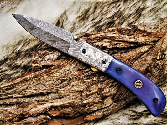 Custom Handmade Damascus Folding Knife