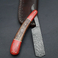 Custom Hand Made Damascus steel knife Razor Walnut Wood Handle