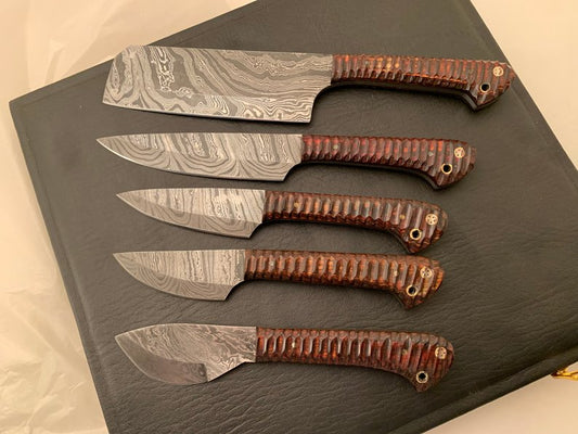 A Beautiful Newly Design Custom Made Damascus Steel Chef Knives Set - NB CUTLERY LTD