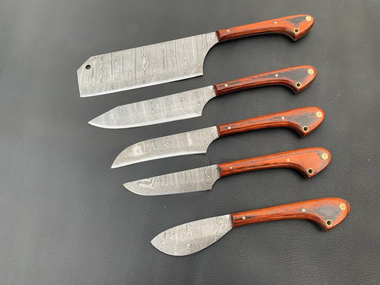 A Beautiful Newly Design Custom Made Damascus Steel Chef Knives Set - NB CUTLERY LTD