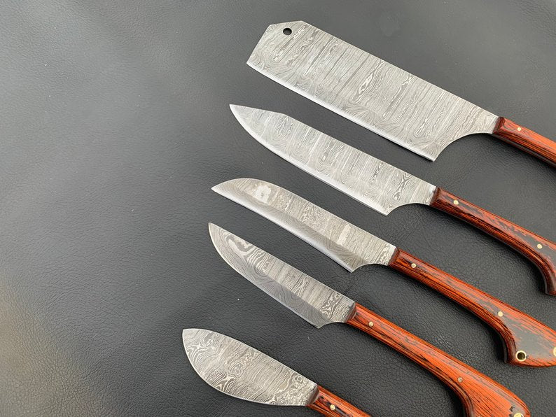 A Beautiful Newly Design Custom Made Damascus Steel Chef Knives Set - NB CUTLERY LTD